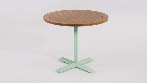 reddie-raw outdoor table 60dia x 75H*cm / Solid Reclaimed Teak Wood~Natural / Metal~Mint Andi Outdoor Pedestal Table Round