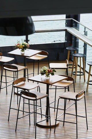 reddie square cafe/bar table Bob Pedestal Cafe & Bar Table Square (2 heights) - Wood Base