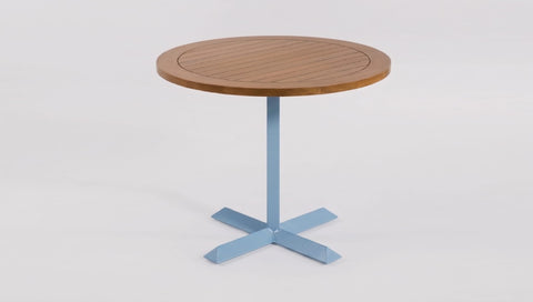 reddie-raw outdoor table 60dia x 75H*cm / Solid Reclaimed Teak Wood~Natural / Metal~Blue Andi Outdoor Pedestal Table Round