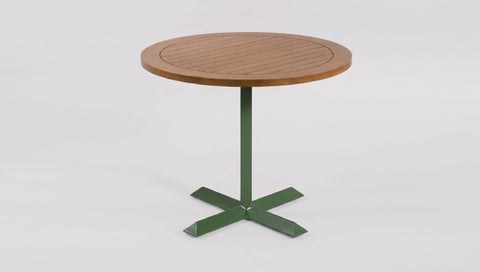 reddie-raw outdoor table 60dia x 75H*cm / Solid Reclaimed Teak Wood~Natural / Metal~Green Andi Outdoor Pedestal Table Round