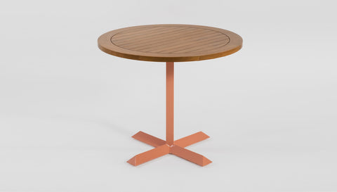 reddie-raw outdoor table 60dia x 75H*cm / Solid Reclaimed Teak Wood~Natural / Metal~Pink Andi Outdoor Pedestal Table Round