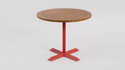 reddie-raw outdoor table 60dia x 75H*cm / Solid Reclaimed Teak Wood~Natural / Metal~Red Andi Outdoor Pedestal Table Round