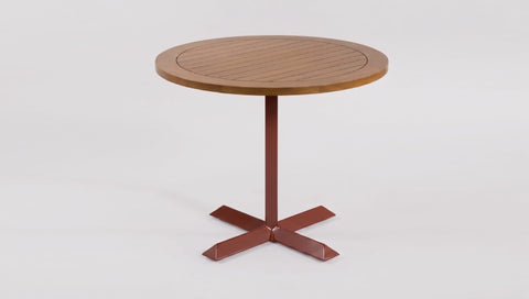 reddie-raw outdoor table 60dia x 75H*cm / Solid Reclaimed Teak Wood~Natural / Metal~Rust Andi Outdoor Pedestal Table Round