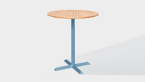 reddie-raw outdoor round dining table 60dia x 100H*cm / Solid Reclaimed Wood Teak~Natural / Metal~Blue Andi Outdoor Round Table
