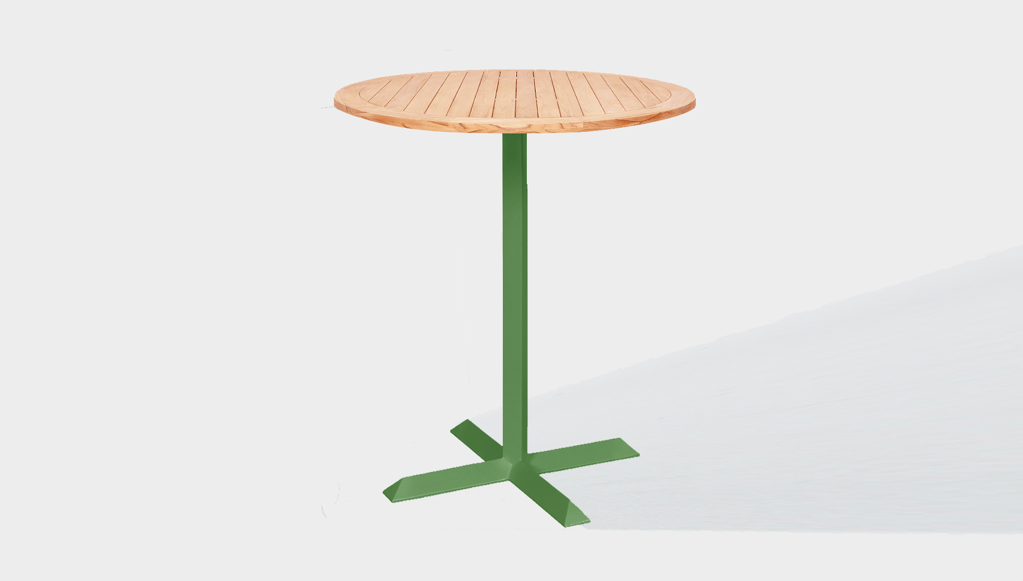 reddie-raw outdoor round dining table 60dia x 100H*cm / Solid Reclaimed Wood Teak~Natural / Metal~Green Andi Outdoor Round Table