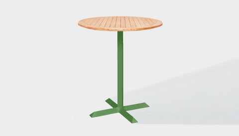 reddie-raw outdoor round dining table 60dia x 100H*cm / Solid Reclaimed Wood Teak~Natural / Metal~Green Andi Outdoor Round Table