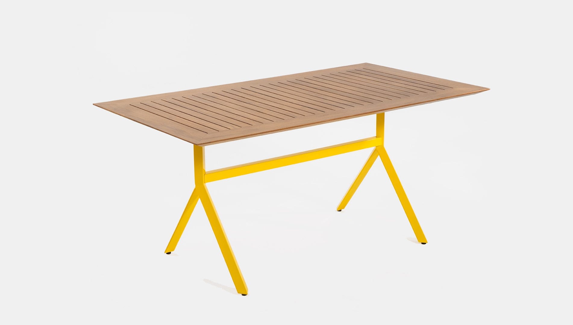 reddie-raw rectangular 160L x 90D x 75H *cm / Solid Reclaimed Teak Wood~Natural / Metal~Yellow Andi Outdoor Table