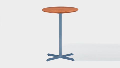 reddie-raw round 60dia x 100H *cm / Solid Reclaimed Wood Teak~Natural / Metal~Blue Andi Pedestal Cafe & Bar Table (2 Heights)