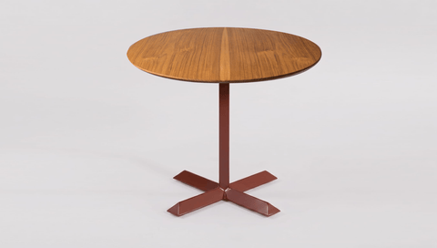 reddie-raw round 60dia x 75H *cm / Solid Reclaimed Teak Wood~Natural / Metal~Rust Andi Pedestal Table