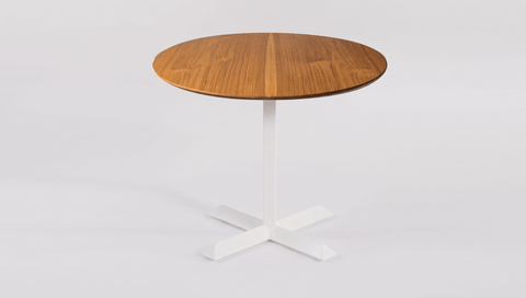 reddie-raw round 60dia x 75H *cm / Solid Reclaimed Teak Wood~Natural / Metal~White Andi Pedestal Table