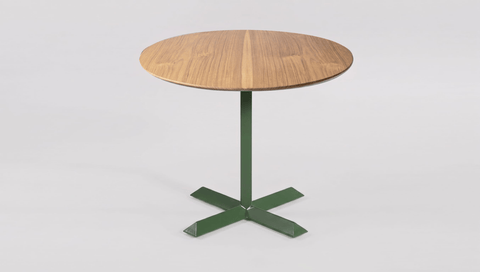reddie-raw round 60dia x 75H *cm / Solid Reclaimed Teak Wood~Oak / Metal~Green Andi Pedestal Table