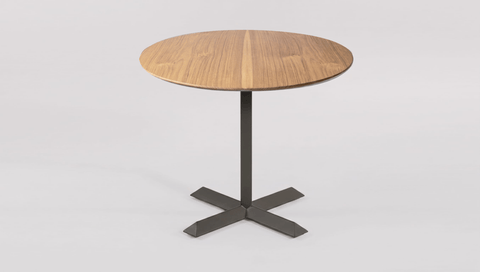 reddie-raw round 60dia x 75H *cm / Solid Reclaimed Teak Wood~Oak / Metal~Grey Andi Pedestal Table