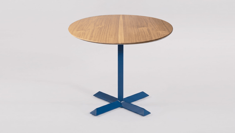 reddie-raw round 60dia x 75H *cm / Solid Reclaimed Teak Wood~Oak / Metal~Navy Andi Pedestal Table
