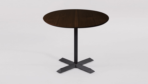 reddie-raw round 60dia x 75H *cm / Solid Reclaimed Teak Wood~Walnut / Metal~Black Andi Pedestal Table
