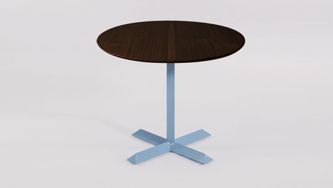 reddie-raw round 60dia x 75H *cm / Solid Reclaimed Teak Wood~Walnut / Metal~Blue Andi Pedestal Table