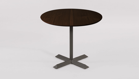 reddie-raw round 60dia x 75H *cm / Solid Reclaimed Teak Wood~Walnut / Metal~Grey Andi Pedestal Table