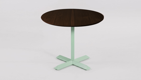 reddie-raw round 60dia x 75H *cm / Solid Reclaimed Teak Wood~Walnut / Metal~Mint Andi Pedestal Table