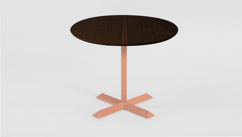 reddie-raw round 60dia x 75H *cm / Solid Reclaimed Teak Wood~Walnut / Metal~Pink Andi Pedestal Table