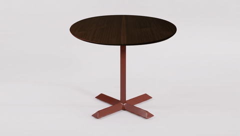 reddie-raw round 60dia x 75H *cm / Solid Reclaimed Teak Wood~Walnut / Metal~Rust Andi Pedestal Table