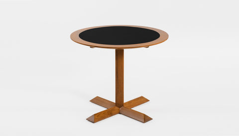reddie-raw round 60dia x 75H *cm / Laminate with Solid Reclaimed Teak Wood Edge~Black / Solid Reclaimed Teak Wood~Natural Andi Pedestal Table Wood