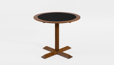 reddie-raw round 60dia x 75H *cm / Laminate with Solid Reclaimed Teak Wood Edge~Black / Solid Reclaimed Teak Wood~Walnut Andi Pedestal Table Wood