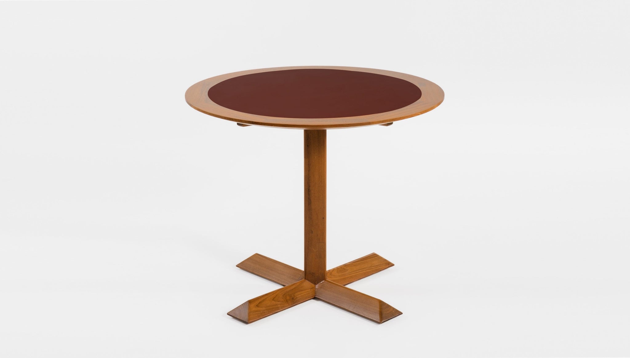 reddie-raw round 60dia x 75H *cm / Laminate with Solid Reclaimed Teak Wood Edge~Spanish brown / Solid Reclaimed Teak Wood~Natural Andi Pedestal Table Wood