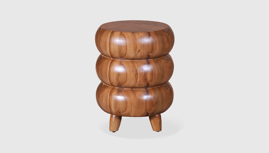 reddie-raw round side table 35DIA X 45H / Solid Reclaimed Teak Wood~Natural Blob 1 Stool