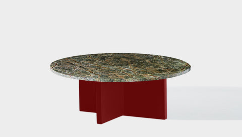 reddie-raw round coffee table 90dia x 35H *cm / Stone~Forest Green / Metal~Rust Bob Coffee Table Round