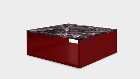 reddie-raw square coffee table 90 x 90 x 35H *cm / Stone~Black Veined Marble / Metal~Rust Bob Coffee Table Square