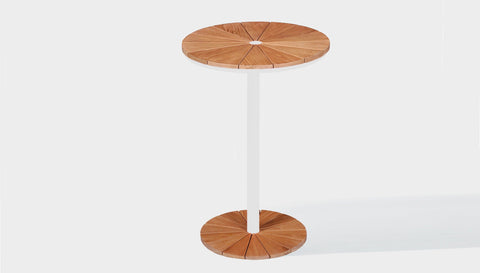 reddie-raw outdoor dining table round 60dia x 100H *cm / Solid Reclaimed Wood Teak~Natural / Metal~White Bob Outdoor Pedestal Cafe & Bar Table (2 heights)