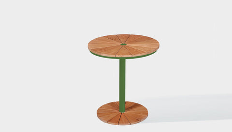reddie-raw outdoor cafe/bar table 60dia x 75H *cm / Solid Reclaimed Wood Teak~Natural / Metal~Green Bob Outdoor Pedestal Cafe & Bar Table (2 heights)