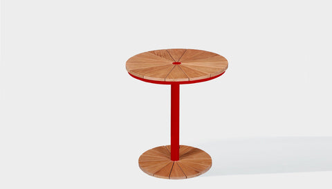 reddie-raw outdoor dining table round 60dia x 75H *cm / Solid Reclaimed Wood Teak~Natural / Metal~Red Bob Outdoor Pedestal Cafe & Bar Table (2 heights)