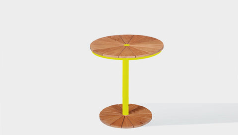 reddie-raw outdoor dining table round 60dia x 75H *cm / Solid Reclaimed Wood Teak~Natural / Metal~Yellow Bob Outdoor Pedestal Cafe & Bar Table (2 heights)