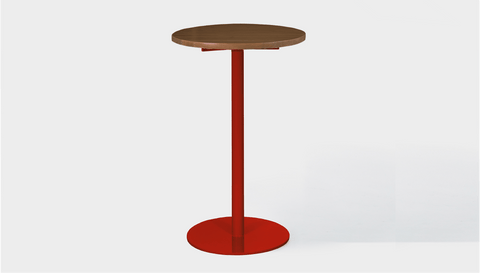 reddie-raw round cafe/bar table 60dia x 100H *cm (bar height) / Solid Reclaimed Teak Wood~Walnut / Metal~Red Bob Pedestal Cafe & Bar Table (2 heights)