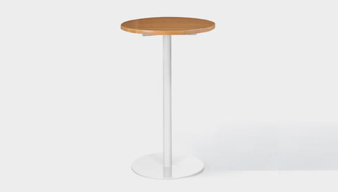 reddie-raw round cafe/bar table 60dia x 100H *cm (bar height) / Solid Reclaimed Teak Wood~Walnut / Metal~White Bob Pedestal Cafe & Bar Table (2 heights)