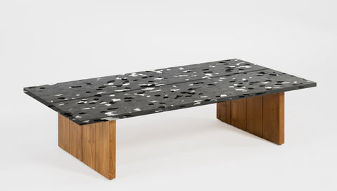 reddie-raw outdoor coffee table ( 60W x 120D x  35H) *cm / Recycled Plastic~Concrete / Solid Reclaimed Teak Wood~Natural Bob Recycled Plastic Coffee Table