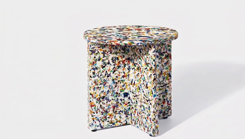 reddie-raw round side table 45dia x 45H *cm / Recycled Plastic~Freckles Bob Side Table Round - Recycled Bottle Tops Solid