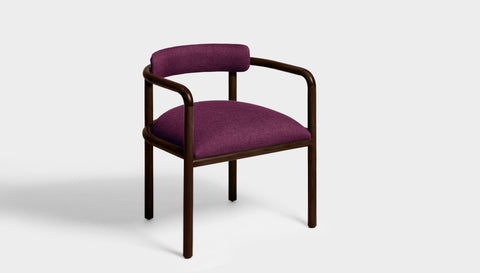 reddie-raw dining chair 61W x 56D x 69H *cm (46H seat) / Solid Reclaimed Teak Wood~Walnut / Fabric~Davano Amethyst Cinta Arm Chair - Wood