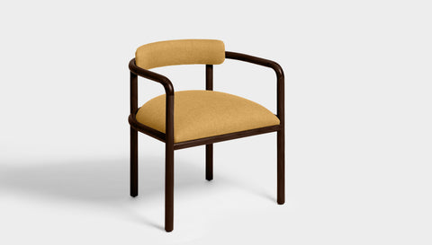 reddie-raw dining chair 61W x 56D x 69H *cm (46H seat) / Solid Reclaimed Teak Wood~Walnut / Fabric~Davano Golden Cinta Arm Chair - Wood