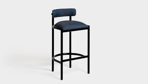reddie-raw bar stool 50W x 46D x 96H *cm (75H seat height crushed) / Metal~Black / Fabric~Davano Cobalt Cinta Bar Stool - Metal