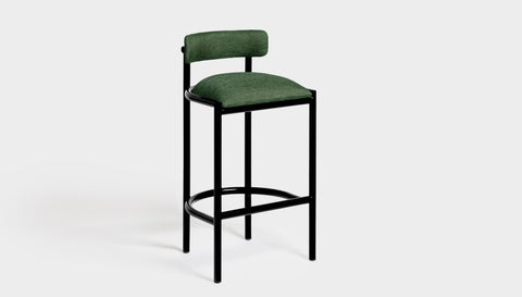 reddie-raw bar stool 50W x 46D x 96H *cm (75H seat height crushed) / Metal~Black / Fabric~Davano Green Cinta Bar Stool - Metal