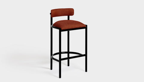 reddie-raw bar stool 50W x 46D x 96H *cm (75H seat height crushed) / Metal~Black / Fabric~Davano Sangria Cinta Bar Stool - Metal