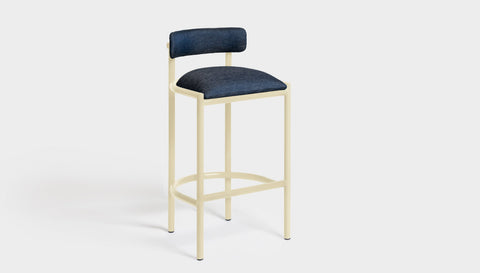 reddie-raw bar stool 50W x 46D x 96H *cm (75H seat height crushed) / Metal~Cream / Fabric~Davano Cobalt Cinta Bar Stool - Metal