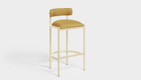 reddie-raw bar stool 50W x 46D x 96H *cm (75H seat height crushed) / Metal~Cream / Fabric~Davano Golden Cinta Bar Stool - Metal