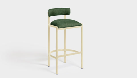 reddie-raw bar stool 50W x 46D x 96H *cm (75H seat height crushed) / Metal~Cream / Fabric~Davano Green Cinta Bar Stool - Metal