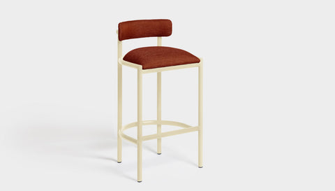 reddie-raw bar stool 50W x 46D x 96H *cm (75H seat height crushed) / Metal~Cream / Fabric~Davano Sangria Cinta Bar Stool - Metal