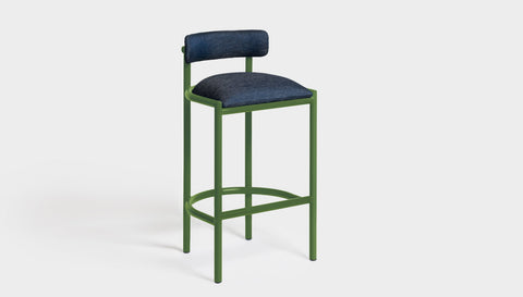 reddie-raw bar stool 50W x 46D x 96H *cm (75H seat height crushed) / Metal~Green / Fabric~Davano Cobalt Cinta Bar Stool - Metal