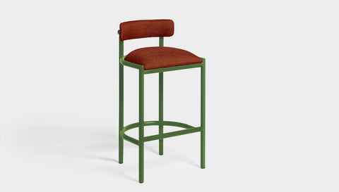 reddie-raw bar stool 50W x 46D x 96H *cm (75H seat height crushed) / Metal~Green / Fabric~Davano Sangria Cinta Bar Stool - Metal