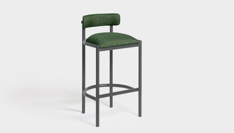 reddie-raw bar stool 50W x 46D x 96H *cm (75H seat height crushed) / Metal~Grey / Fabric~Davano Green Cinta Bar Stool - Metal