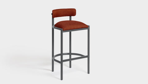 reddie-raw bar stool 50W x 46D x 96H *cm (75H seat height crushed) / Metal~Grey / Fabric~Davano Sangria Cinta Bar Stool - Metal